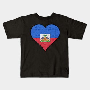 Haitian Jigsaw Puzzle Heart Design - Gift for Haitian With Haiti Roots Kids T-Shirt